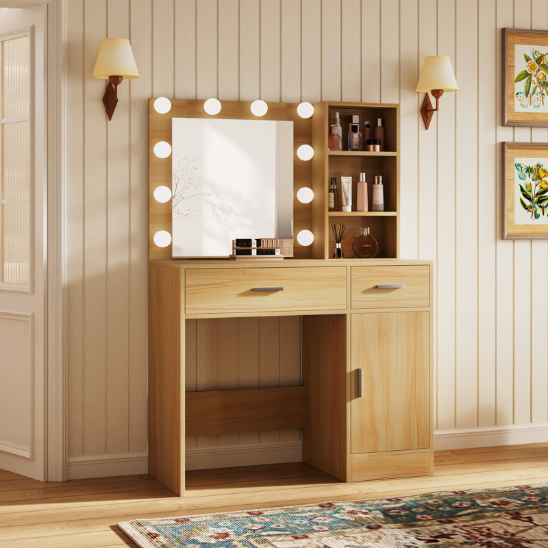 Coiffeuse avec ampoules, Bois