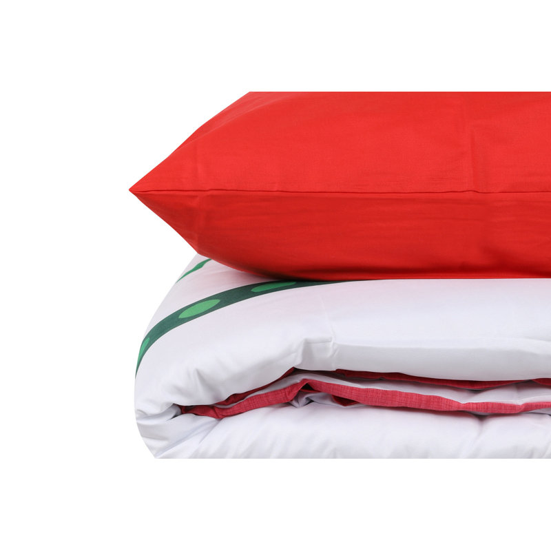 Ensemble de housse de couette double Christmas, rouge et vert, 79 po x 87 po | Tige 100% microsatine de polyester et dessous 100% coton | Impression 3D de haute qualité, fermeture à glissière, lavable à la machine, comprend 2 taies d'oreiller (20 po x