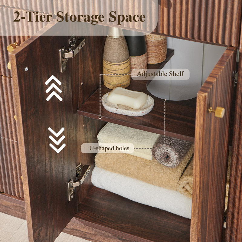 48'' Double Bathroom Vanity Without Mirror, Dark Walnut