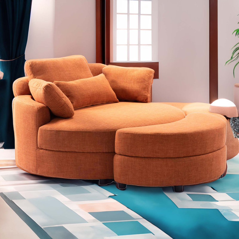 Alondria Upholstered 51.2'' Chair, Orange Fabric