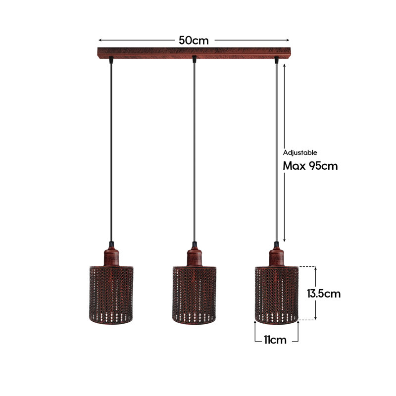 Tukgahgo 3 - Light Rustic Red Kitchen Island Pendant