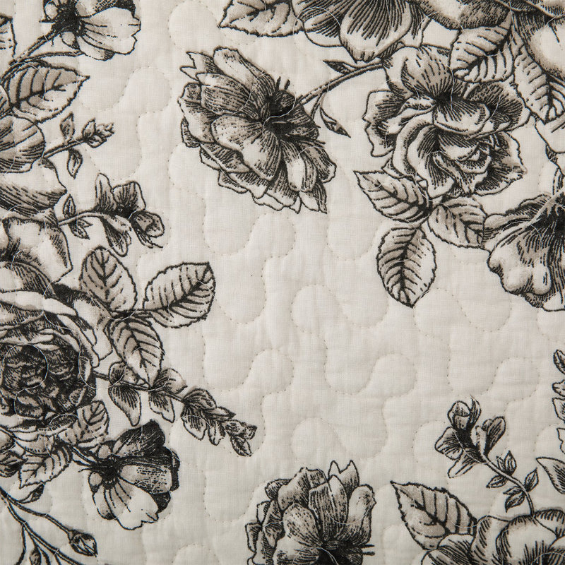 King Size White Cotton Reversible Quilt Set with Floral Print
