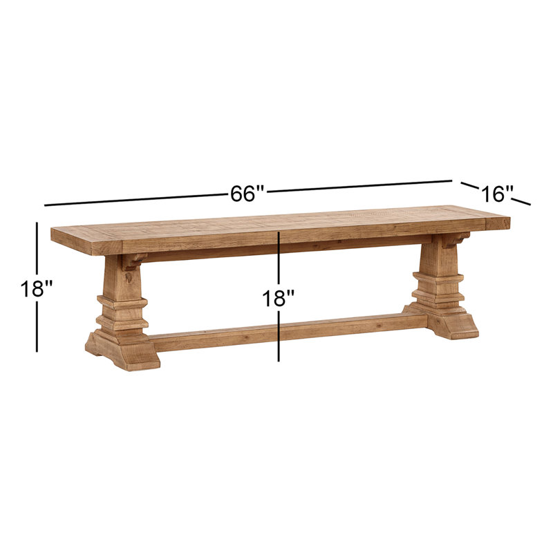 Allegra Reclaimed Pine Wood Dining Bench, 18"H x 66"W x 16"D