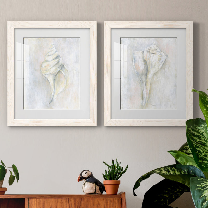 Soft Shell I - ensemble de 2 reproductions d'art, Papier encadré blanc, Blanc, H 20 po x l 17 po x P 1 po