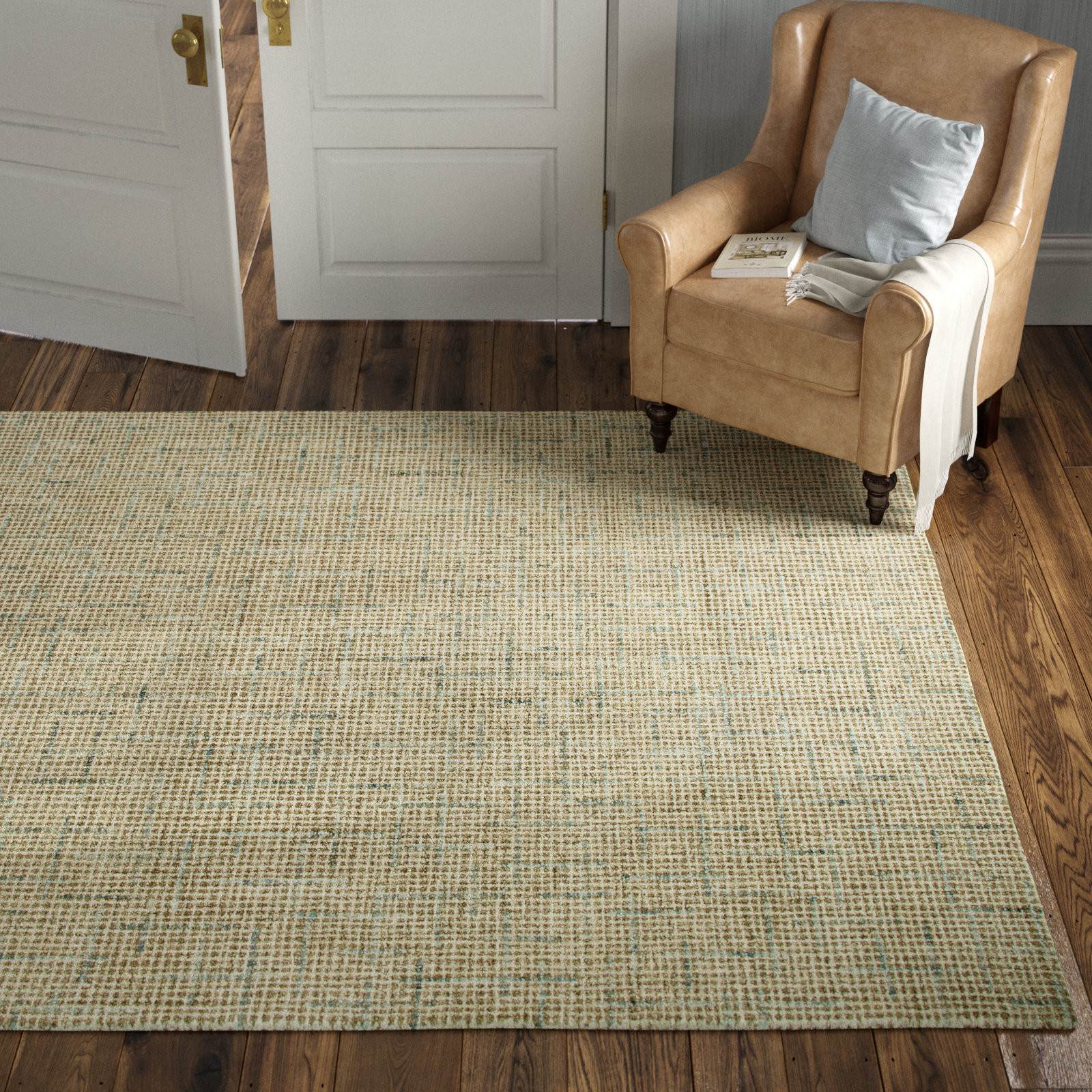 Caryville Beige Hand-Tufted Wool Rug, Rectangle 5' x 7'6"