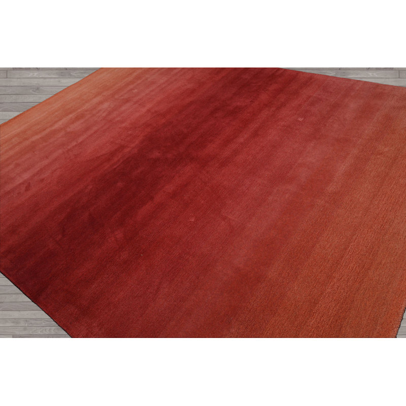 LoomBloom Raspberry Ombre Wool Designer Runner with Bold Gradient, Runner 2'6" x 10'