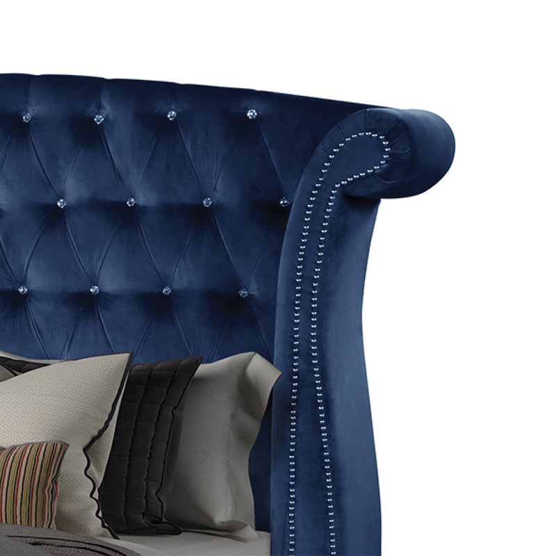 Lit tapissier Brazee, Grand, Bleu