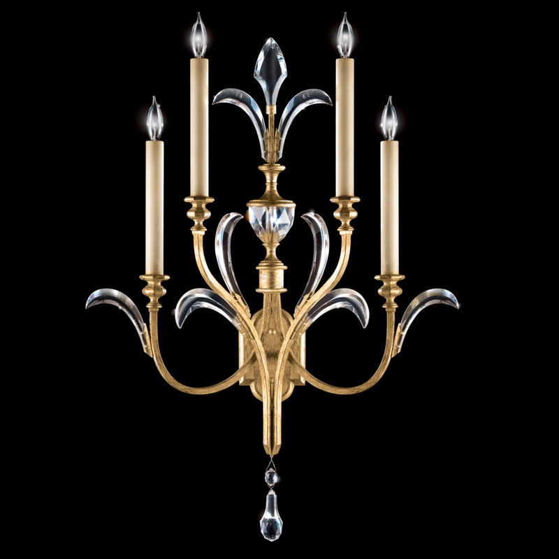 Beveled Arcs Candle Wall Light, Muted Gold Leaf