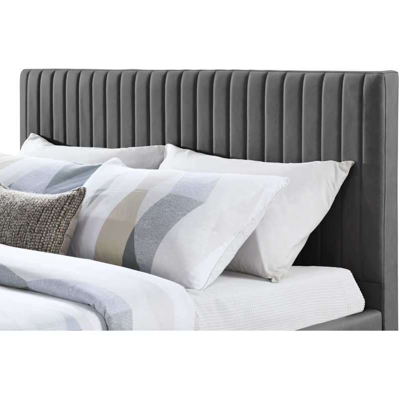 Gallo Upholstered Bed, King, Grey Vegan Leather