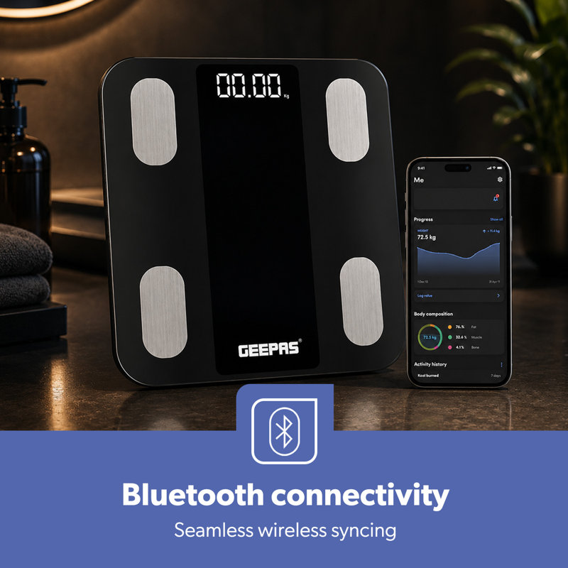 GEEPAS Smart Body Fat Scale Bluetooth 180kg/400lb Capacity