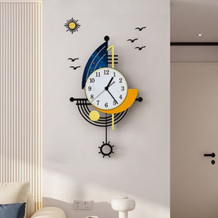 Modern Annya Battery Operated Boat Design Pendulum Annyas For Living Room Decor 3D Silent Clock Wall Decor Sticker Non Ticking For Bedroom Office Home Kitchen Decoration