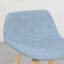 2 tabourets de bar - Siège et dossier incurvés, tissu bleu denim, pieds, repose-pieds pour plus de stabilité et de confort.