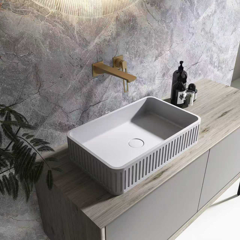 Concrete Vessel Rectangular Modern Bathroom Sink