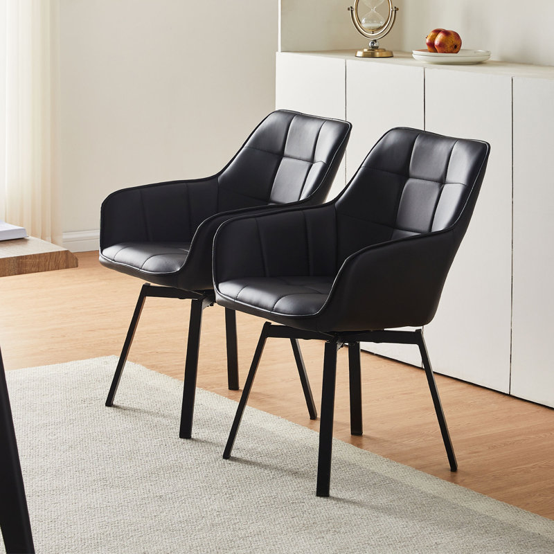 Byun 48cm H Upholstered Metal Armchair, Black