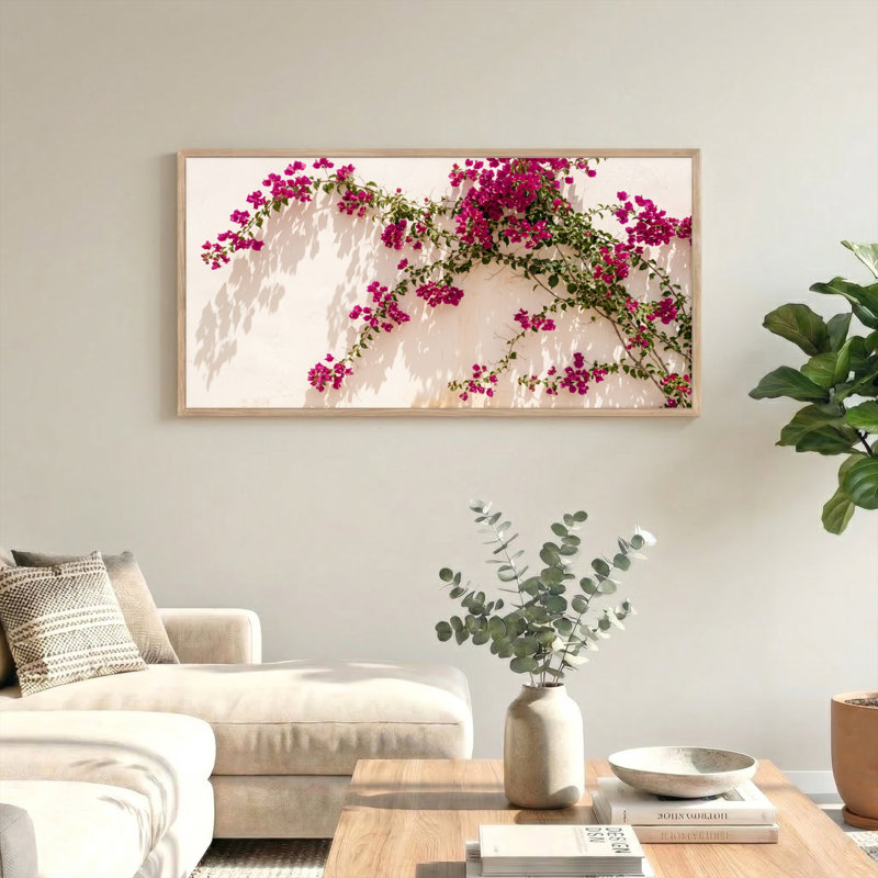 Ensemble de 1 tableau sur toile à motif floral (vigne), L 40 po x H 20 po, Naturel