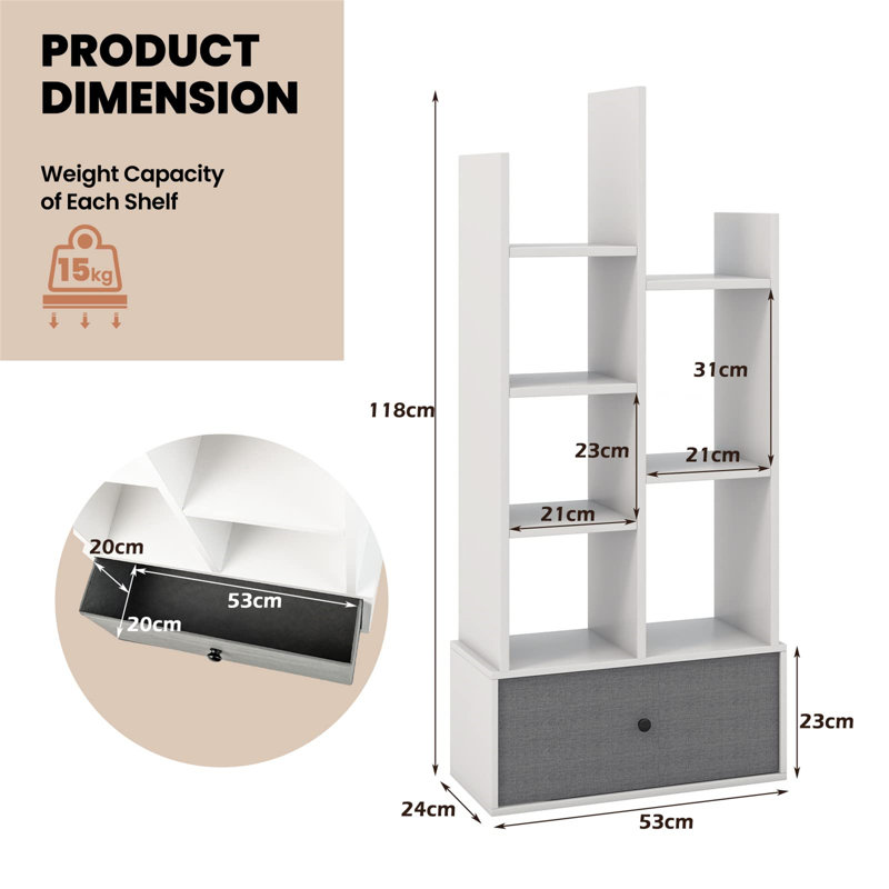 118cm H x 53cm W Standard Bookcase