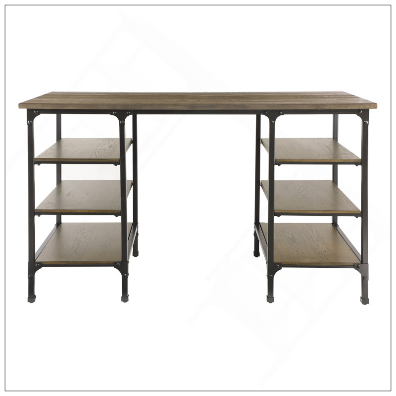 Charming Counter Height Writing Desk With Multiple Shelves For Enhanced Functionality