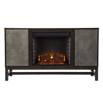Lucely 54.25'' W Brown/Antique Silver Electric Fireplace
