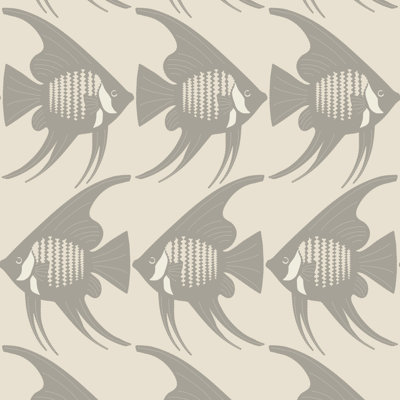 Angel Fish - Taupe Wallpaper