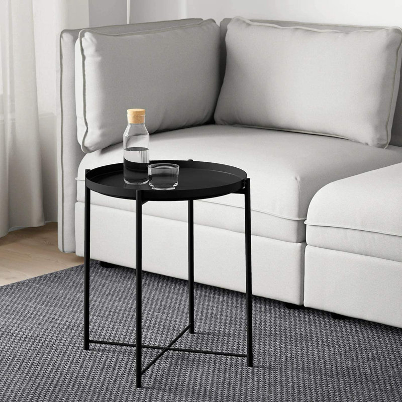 Table de bout à plateau en acier (noir / blanc), Noir