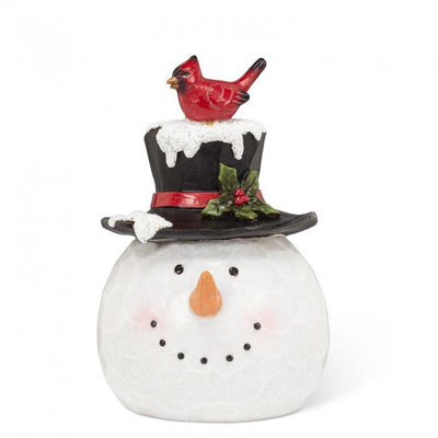 Snowman Head With Hat & Cardinal