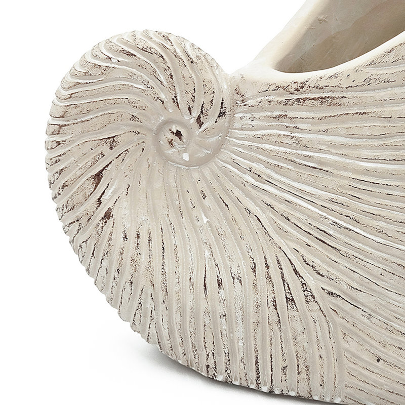 Pot à fleurs sable et ciment avec finition texturée beige Nautilus, H 6,3 po x l 8,5 po x P 5,5 po