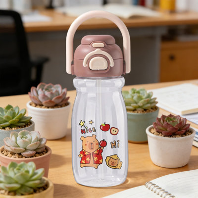 Bouteille d'eau 700 ml haute apparence tasse de paille résistant à la chaleur bouteille d'eau tasse portative isolée avec paille pour adultes