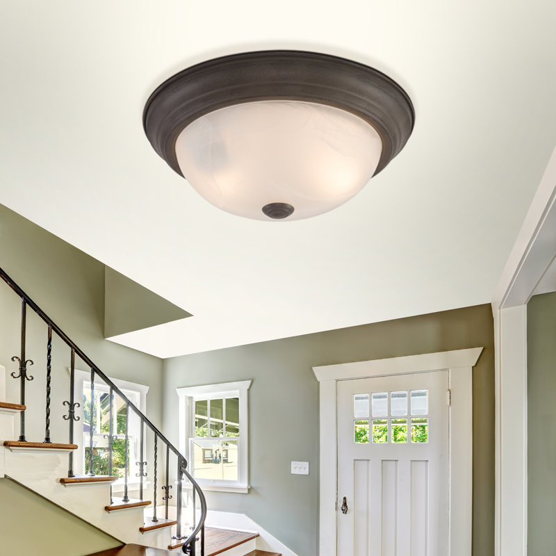 Benedict Glass Flush Mount, Dark Brown, 4.5" H x 13.5" W x 13.5" D