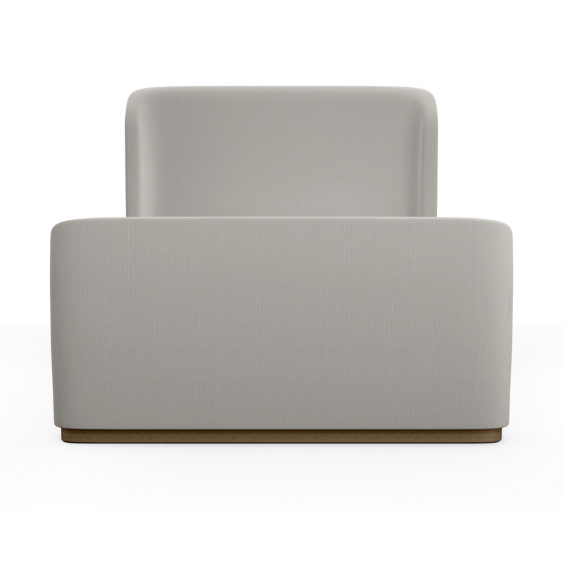 Barrow Upholstered Wingback Bed, California King, Box Weave Linen Silver Streak, Weathered