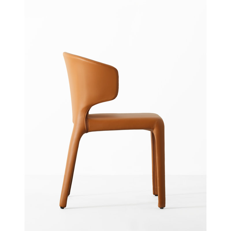 Saddle Faux Leather Upholstered Side Chair with Metal Legs