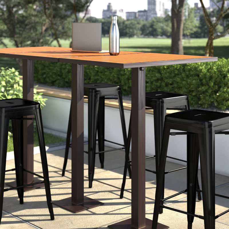 Longport 2 Person 32'' L x 31'' H Plastic/Resin High Top Table, Poft Black/Black