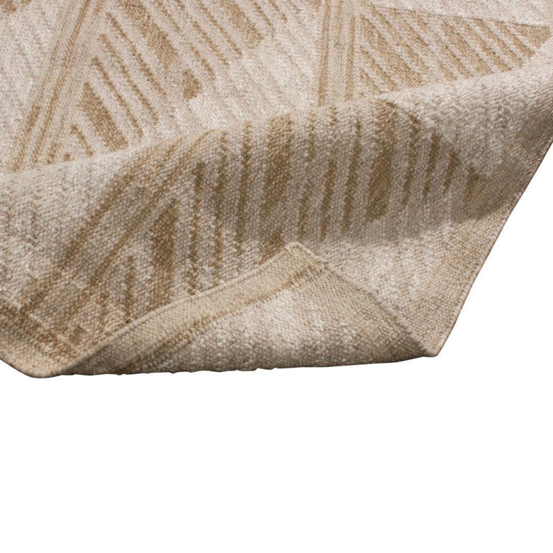 Rug & Kilim’S Scandinavian-Inspired Tan Peach And White Natural Wool Rug, Rectangle 5' x 7'