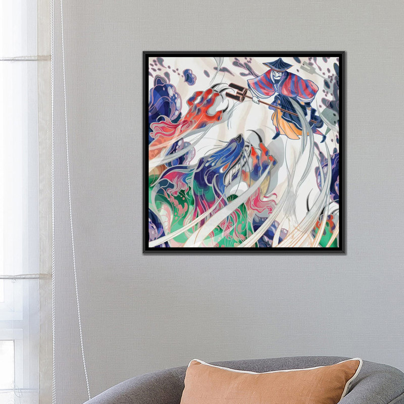 " Water Beast " by Sija Hong, No Mat, 26" H x 26" W x 1.5" D, Black Framed Canvas
