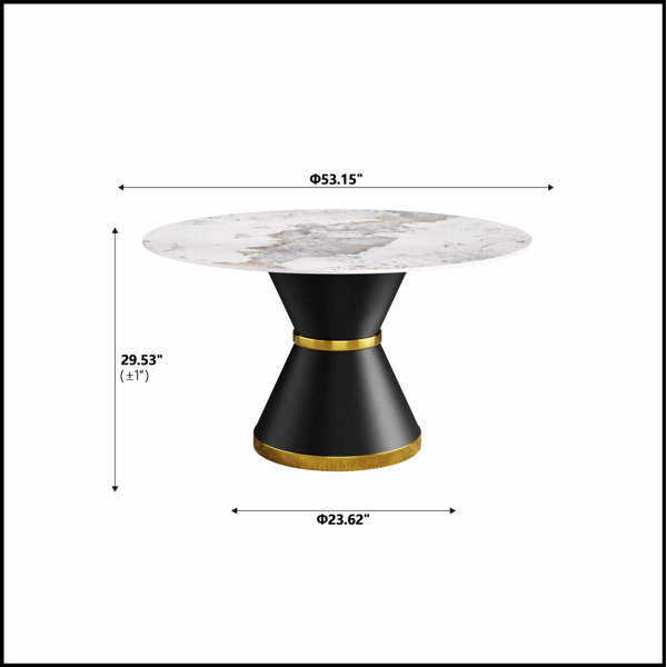 Everly Quinn Modern Artificial Stone Round Dining Table with Base ...