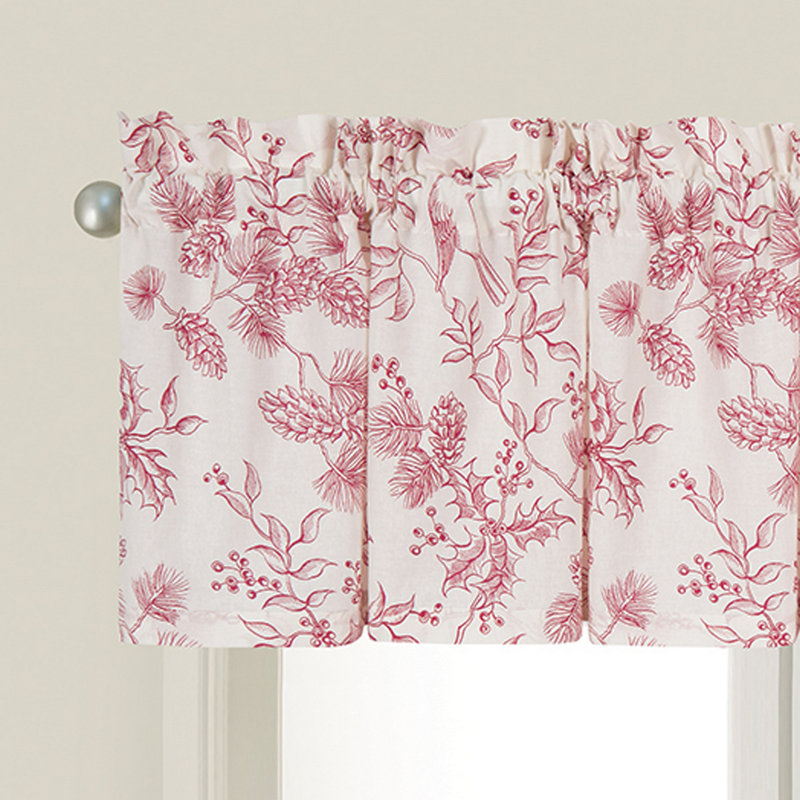 Evergreen Red and White Cotton Rod Pocket Valance