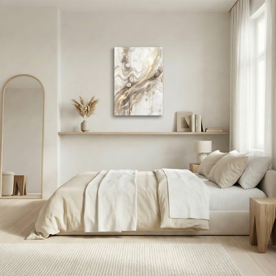 Toile abstraite dorée et taupe