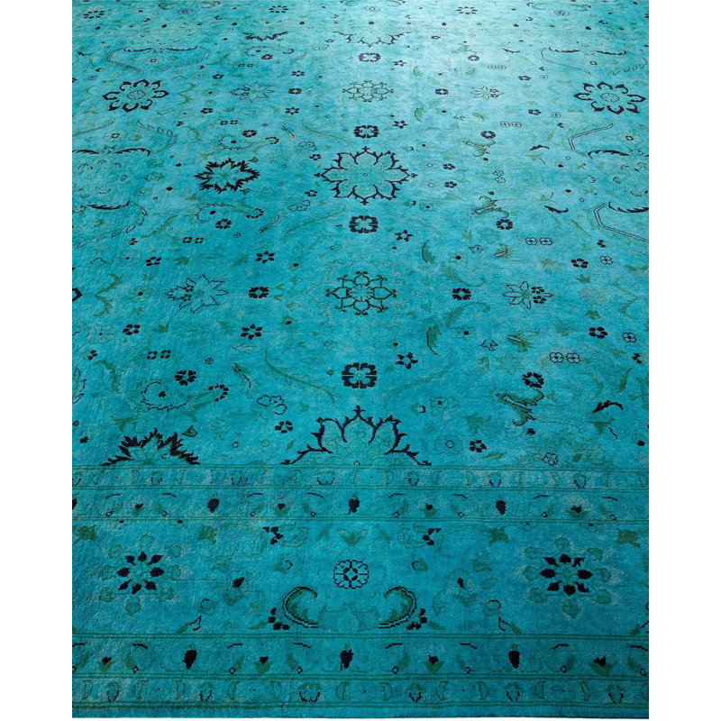 Arch One-of-a-Kind Rectangle 9' 2" X 12' 5" New Age Wool Area Rug Blue