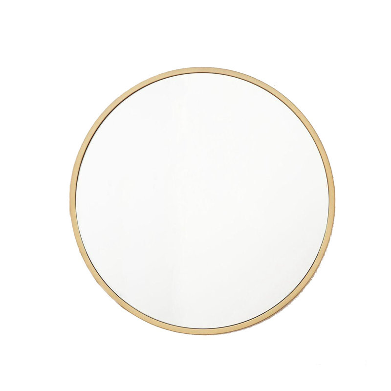 Bali Round Metal Modern Wall Mirror, Gold, 32" x 32"
