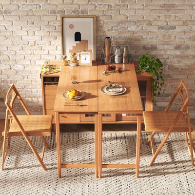 Buffet extensible avec table de salle à manger à abattants, armoire de rangement moderne de style Mid-Century