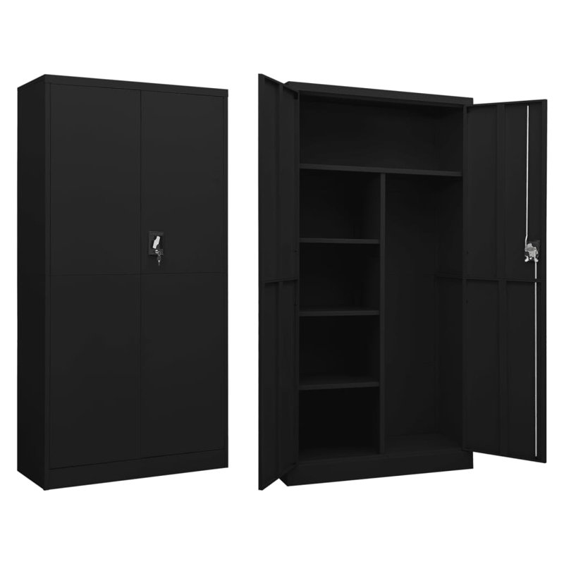Locker Cabinet 90x40x180 cm Steel, Black