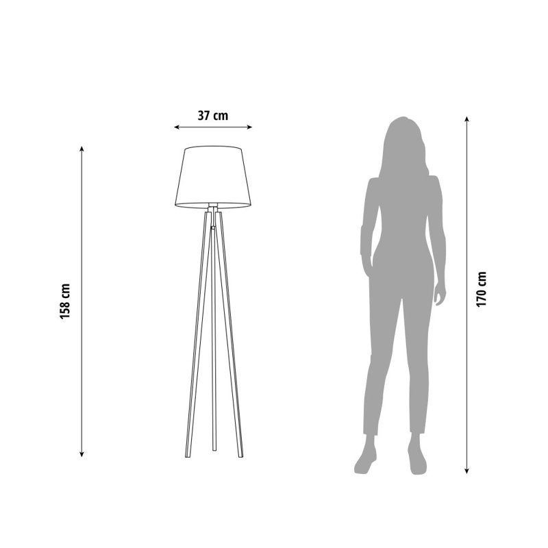 Jamya 158cm Tripod Floor Lamp, White, Grey/White Inside