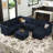 Ridoy 9-Piece Velvet Convertible Modular Sofa Sectional Livingroom Sofa Set, 8 Storage Ottomans with 7 Backrest-1330921569