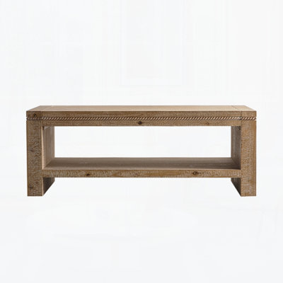 47.24" Rustic 2-Tier Rectangle Coffee Table - Solid Wood and MDF Farmhouse Coffee Table with Open Storage Shelf for Living Room and Apartment