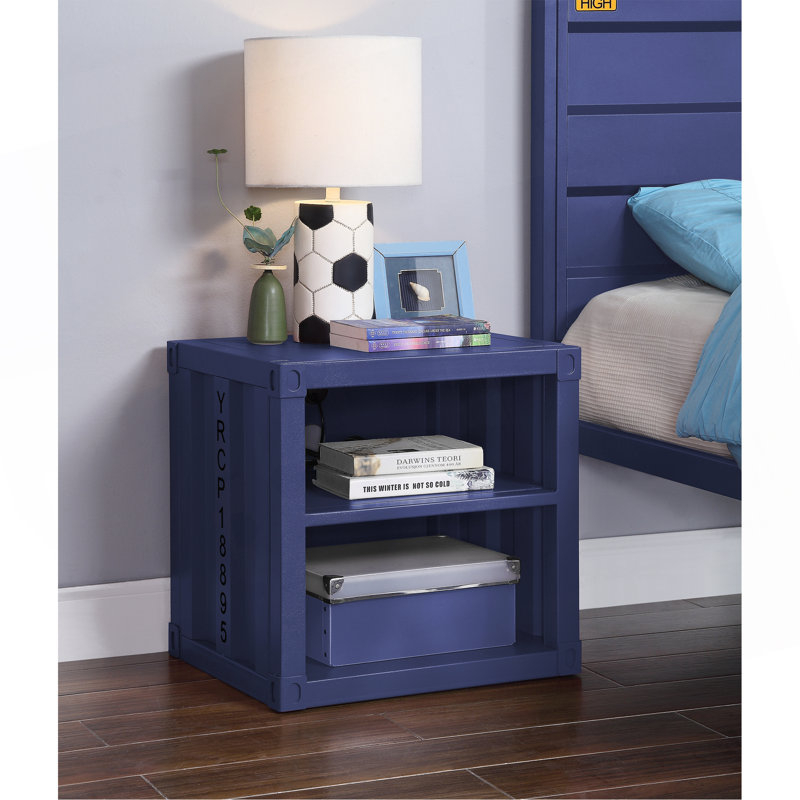 Cargo Blue Finish Nightstand W/USB