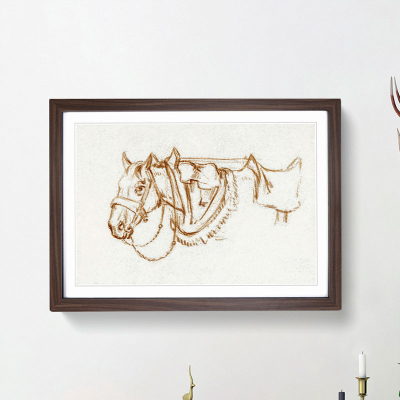 Rigged Horse by Jean Bernard - Picture Frame Painting Print, Walnut Framed, 48cm H x 65cm W x 2cm D