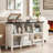 Farmhouse 6 Cube Bookshelf, Antique White & Black Wooden Storage Organizer Book Shelf, 47" Cubby Hallway Bookcase, Kids Toy Storage Cabinet, Modern Open Book Case for Living Room, Playroom-33435133-33435132
