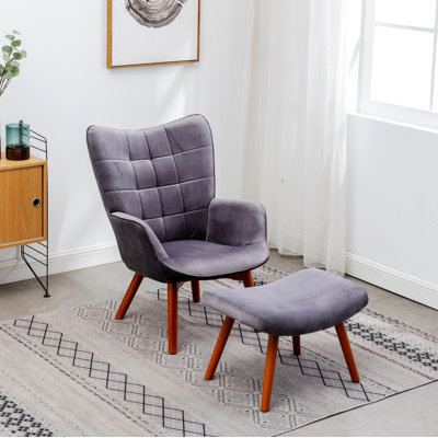 Indoor Modern Chair, Tufted Accent Chair With Ottoman