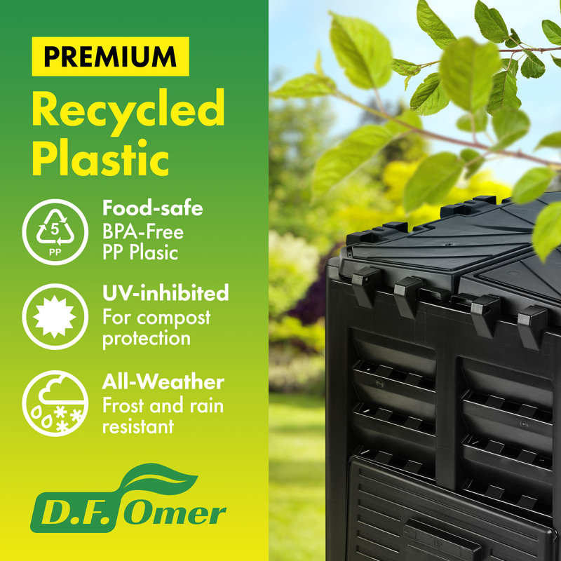 95 Gallons Plastic Odor Resistant Outdoor Stationary Composter with Latching Lid