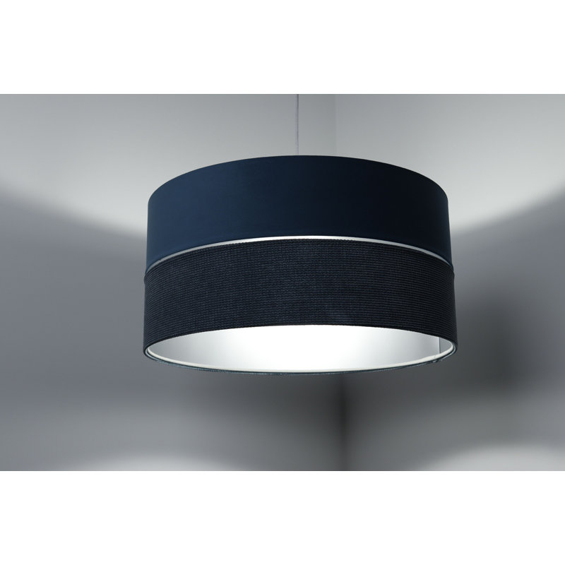 Roncy 1 - Light Drum Pendant, 102cm H x 40cm W x 40cm D, Silver/Blue