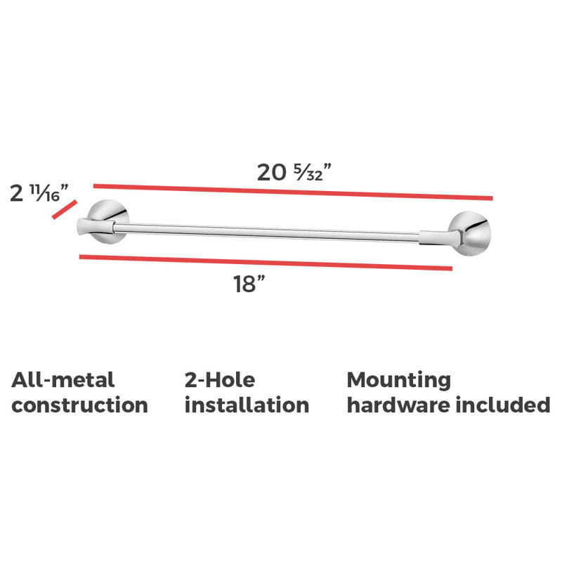 Willa 4.71" Wall Mounted Towel Bar, Polished Chrome